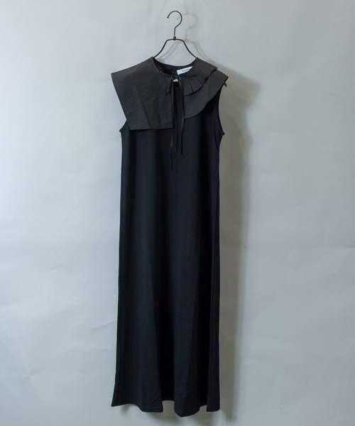 ARCANUM DESIGN（アルカナムデザイン）の「ARL アシメタック襟アンサンブルワンピース（ワンピース・レディース・ブラック/ベージュ・FREE）」の2枚目の写真