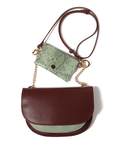 Ray BEAMS（レイビームス）の「Ray BEAMS / 2連 配色 バッグ（ショルダーバッグ・レディース・ベージュ/ワイン・ONE SIZE）」の4枚目の写真