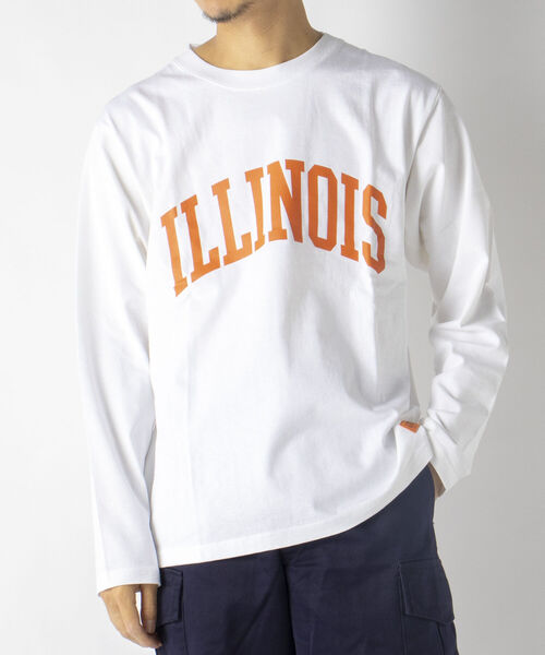 UNIVERSAL OVERALL（ユニバーサルオーバーオール）の「【UNIVERSAL OVERALL/ユニバーサル オーバーオール】別注 ビッグシルエット カレッジロゴ ロンT（Tシャツ/カットソー・メンズ・グリーン/チャコールグレー/キャメル/ホワイト・LARGE/X-LARGE/MEDIUM）」の15枚目の写真