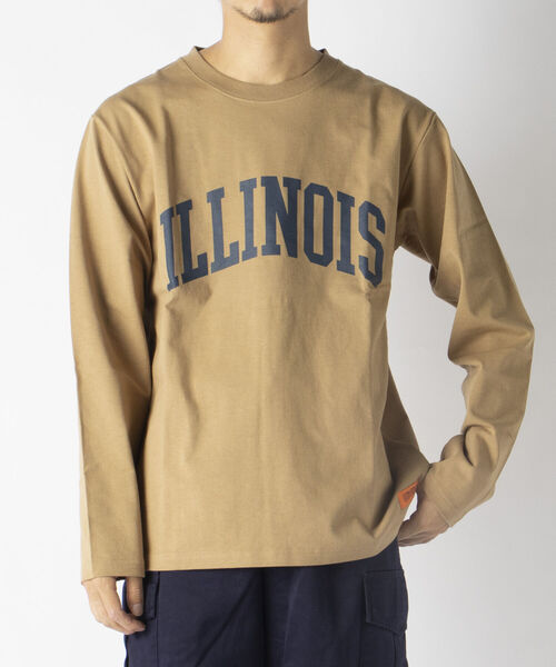 UNIVERSAL OVERALL（ユニバーサルオーバーオール）の「【UNIVERSAL OVERALL/ユニバーサル オーバーオール】別注 ビッグシルエット カレッジロゴ ロンT（Tシャツ/カットソー・メンズ・グリーン/チャコールグレー/キャメル/ホワイト・LARGE/X-LARGE/MEDIUM）」の20枚目の写真