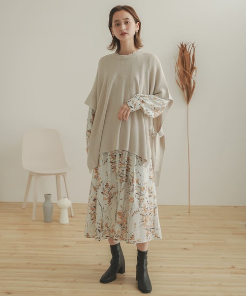 SENSE OF PLACE by URBAN RESEARCH(センスオブプレイスバイアーバンリサーチ)の「ポンチョセーター(ニット/セーター・レディース・パープル/アイボリー/ブラック・ONE)」の5枚目の写真