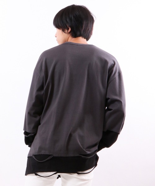 RE730(アールイーセブンサーティー)の「RE730 ドロップショルダー ビッグロンT(Tシャツ/カットソー・メンズ・ホワイト/チャコールグレー/ブラック/ブラック×レッド・M/L/XL)」の7枚目の写真