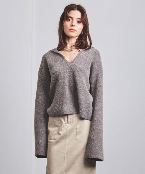 ELIN（エリン）の「＜ELIN（エリン）＞フーデッド ニット（ニット/セーター・レディース・グレー・FREE）」の3枚目の写真