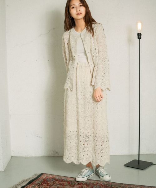 KBF（ケイビーエフ）の「アイレットサークルレーススカート（スカート・レディース・ダークブラウン/アイボリー/オレンジ系その他・ONE）」の22枚目の写真