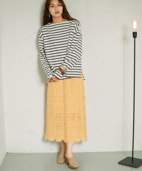 KBF（ケイビーエフ）の「アイレットサークルレーススカート（スカート・レディース・ダークブラウン/アイボリー/オレンジ系その他・ONE）」の14枚目の写真