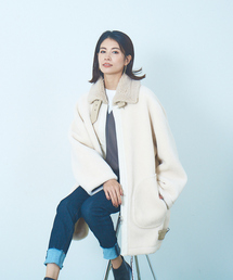 Abahouse Devinette | 【Verseau】ウール混ベルトボアコート(ブルゾン)