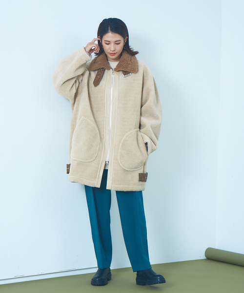 Abahouse Devinette（ドゥヴィネット）の「【Verseau】ウール混ベルトボアコート（ブルゾン・レディース・オフホワイト/ベージュ・フリー）」の5枚目の写真