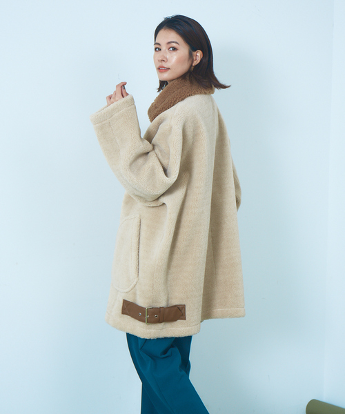 Abahouse Devinette（ドゥヴィネット）の「【Verseau】ウール混ベルトボアコート（ブルゾン・レディース・オフホワイト/ベージュ・フリー）」の16枚目の写真