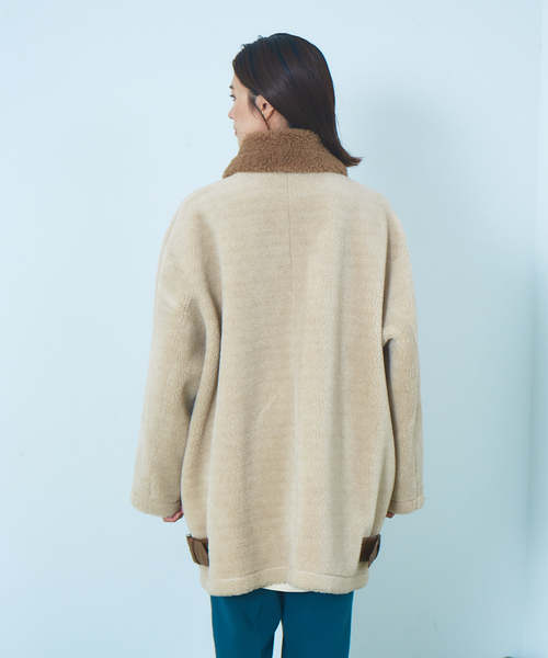 Abahouse Devinette（ドゥヴィネット）の「【Verseau】ウール混ベルトボアコート（ブルゾン・レディース・オフホワイト/ベージュ・フリー）」の12枚目の写真