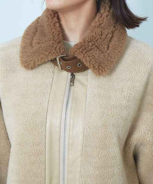 Abahouse Devinette（ドゥヴィネット）の「【Verseau】ウール混ベルトボアコート（ブルゾン・レディース・オフホワイト/ベージュ・フリー）」の10枚目の写真