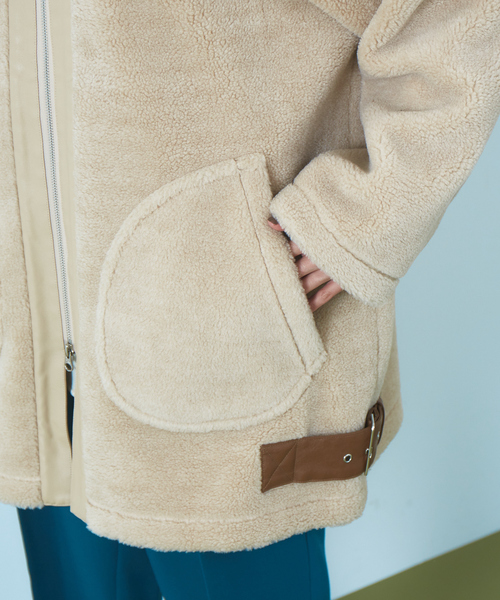 Abahouse Devinette（ドゥヴィネット）の「【Verseau】ウール混ベルトボアコート（ブルゾン・レディース・オフホワイト/ベージュ・フリー）」の17枚目の写真