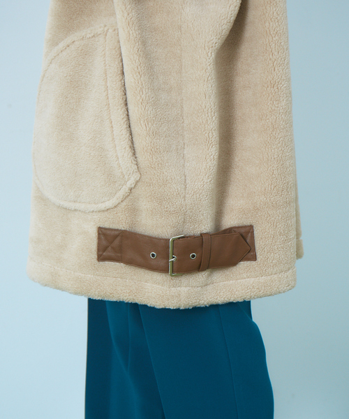 Abahouse Devinette（ドゥヴィネット）の「【Verseau】ウール混ベルトボアコート（ブルゾン・レディース・オフホワイト/ベージュ・フリー）」の4枚目の写真