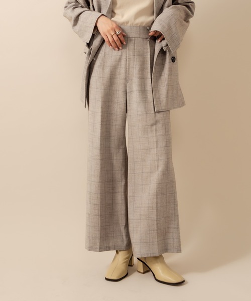 mline（エムライン）の「[mline] WEB限定 チェックパンツ（スラックス・レディース・ブラック/ブラウン/ベージュ・1/2）」の3枚目の写真