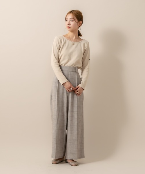 mline（エムライン）の「[mline] WEB限定 チェックパンツ（スラックス・レディース・ブラック/ブラウン/ベージュ・1/2）」の17枚目の写真