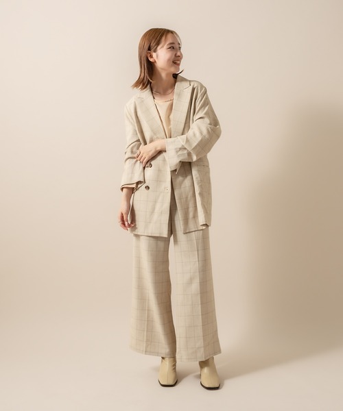 mline（エムライン）の「[mline] WEB限定 チェックパンツ（スラックス・レディース・ブラック/ブラウン/ベージュ・1/2）」の4枚目の写真