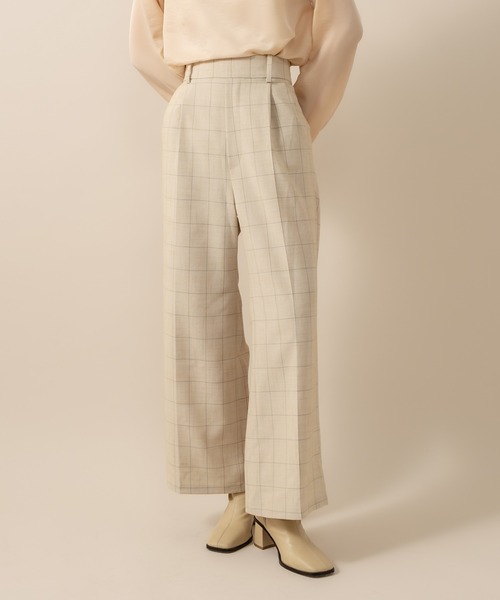 mline（エムライン）の「[mline] WEB限定 チェックパンツ（スラックス・レディース・ブラック/ブラウン/ベージュ・1/2）」の18枚目の写真