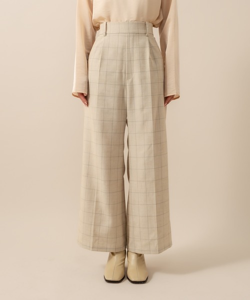 mline（エムライン）の「[mline] WEB限定 チェックパンツ（スラックス・レディース・ブラック/ブラウン/ベージュ・1/2）」の5枚目の写真