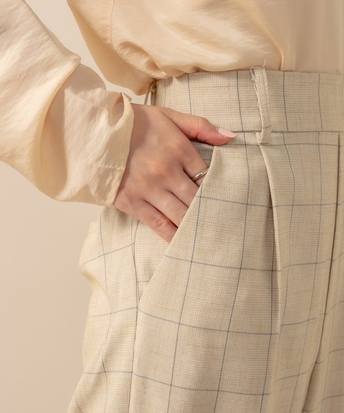 mline（エムライン）の「[mline] WEB限定 チェックパンツ（スラックス・レディース・ブラック/ブラウン/ベージュ・1/2）」の16枚目の写真