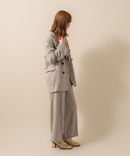 mline（エムライン）の「[mline] WEB限定 チェックパンツ（スラックス・レディース・ブラック/ブラウン/ベージュ・1/2）」の8枚目の写真