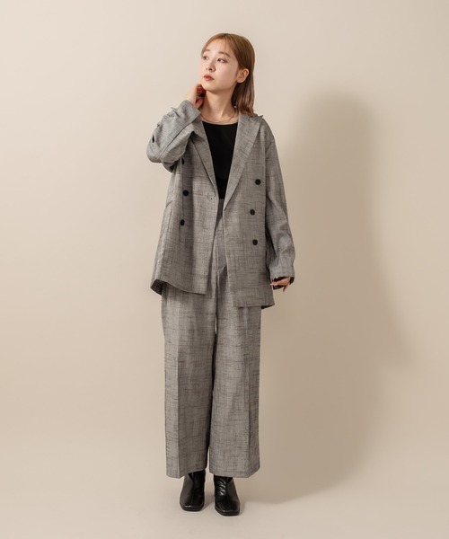 mline（エムライン）の「[mline] WEB限定 チェックパンツ（スラックス・レディース・ブラック/ブラウン/ベージュ・1/2）」の6枚目の写真