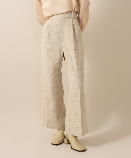 mline（エムライン）の「[mline] WEB限定 チェックパンツ（スラックス・レディース・ブラック/ブラウン/ベージュ・1/2）」の11枚目の写真