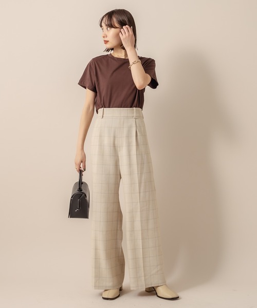 mline（エムライン）の「[mline] WEB限定 チェックパンツ（スラックス・レディース・ブラック/ブラウン/ベージュ・1/2）」の20枚目の写真