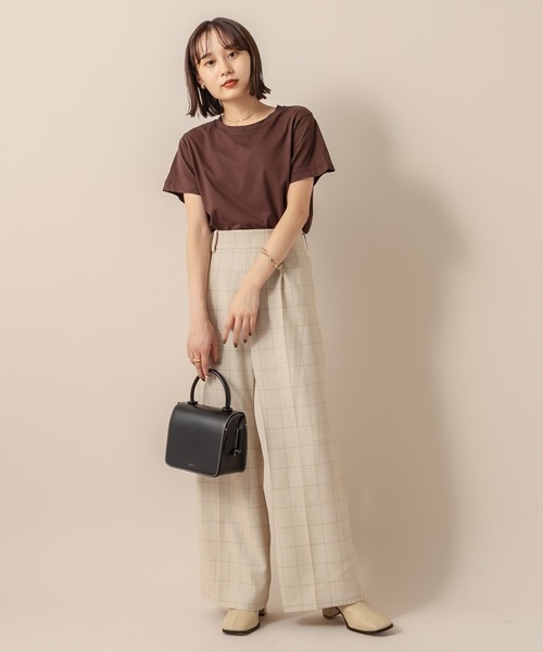 mline（エムライン）の「[mline] WEB限定 チェックパンツ（スラックス・レディース・ブラック/ブラウン/ベージュ・1/2）」の21枚目の写真