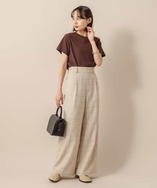 mline（エムライン）の「[mline] WEB限定 チェックパンツ（スラックス・レディース・ブラック/ブラウン/ベージュ・1/2）」の22枚目の写真