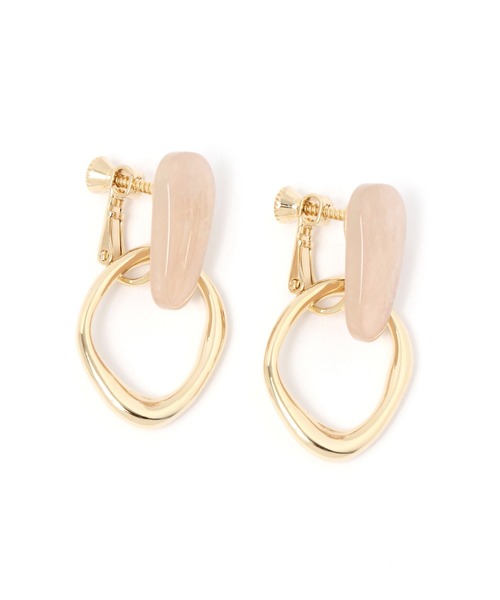 GLOBAL WORK（グローバルワーク）の「メタル樹脂イヤリング/229996（イヤリング・レディース・ライトグレー/ベージュ/オフホワイト・FREE）」の3枚目の写真