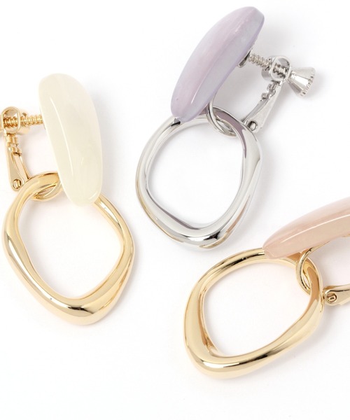 GLOBAL WORK（グローバルワーク）の「メタル樹脂イヤリング/229996（イヤリング・レディース・ライトグレー/ベージュ/オフホワイト・FREE）」の7枚目の写真