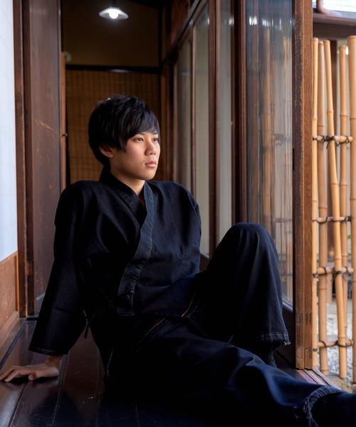 kimonomachi(キモノマチ)の「作務衣 デニム作務衣 M/L/LL 父の日ギフト お祭り 花火大会 父の日 プレゼント ギフト(ルームウェア/パジャマ・メンズ・ブラック/ダークネイビー・L/M/LL)」の14枚目の写真
