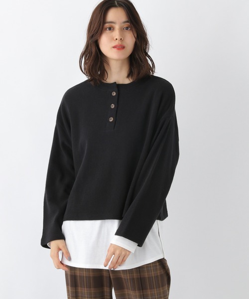 LEPSIM（レプシィム）の「2WAY裏毛クロップトプルオーバー　227753（Tシャツ/カットソー・レディース・ブラック/ライトブルー・FREE）」の2枚目の写真