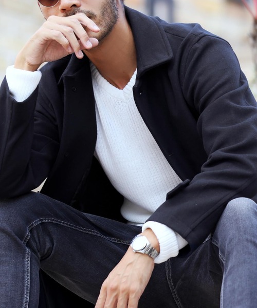 roshell（ロシェル）の「ウールメルトン シングルPコート ジャケット（ピーコート・メンズ・ベージュ/ブラック系その他/ブラウン系その他/ブラック/ネイビー/グレー系その他/グレイッシュベージュ・X-LARGE/SMALL/LARGE/MEDIUM）」の7枚目の写真