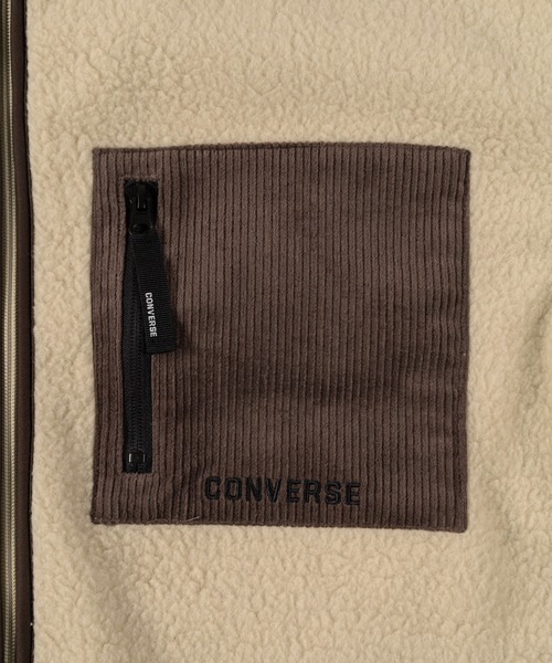 CONVERSE（コンバース）の「【CONVERSE/コンバース】シープボア ボンディング スタンドジャケット/防風（ブルゾン・メンズ・ブラック/ベージュ/オフホワイト・M/L/XL）」の5枚目の写真