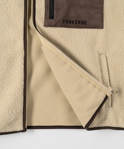 CONVERSE（コンバース）の「【CONVERSE/コンバース】シープボア ボンディング スタンドジャケット/防風（ブルゾン・メンズ・ブラック/ベージュ/オフホワイト・M/L/XL）」の10枚目の写真