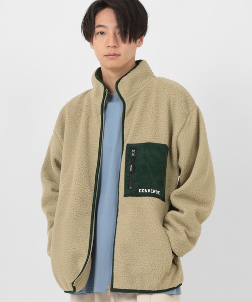 CONVERSE（コンバース）の「【CONVERSE/コンバース】シープボア ボンディング スタンドジャケット/防風（ブルゾン・メンズ・ブラック/ベージュ/オフホワイト・M/L/XL）」の13枚目の写真