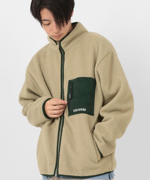 CONVERSE（コンバース）の「【CONVERSE/コンバース】シープボア ボンディング スタンドジャケット/防風（ブルゾン・メンズ・ブラック/ベージュ/オフホワイト・M/L/XL）」の14枚目の写真