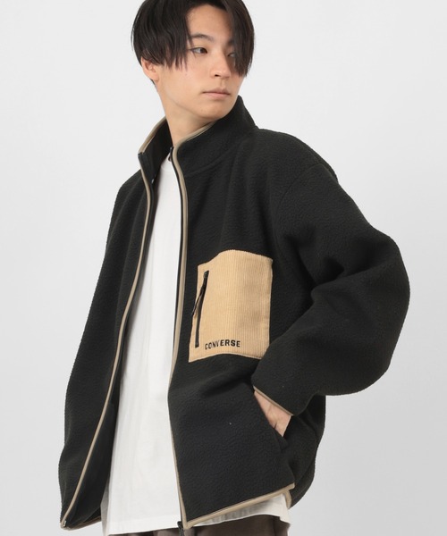 CONVERSE（コンバース）の「【CONVERSE/コンバース】シープボア ボンディング スタンドジャケット/防風（ブルゾン・メンズ・ブラック/ベージュ/オフホワイト・M/L/XL）」の12枚目の写真