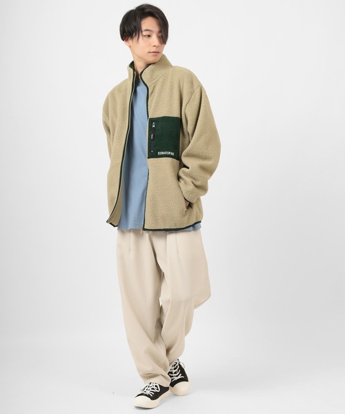 CONVERSE（コンバース）の「【CONVERSE/コンバース】シープボア ボンディング スタンドジャケット/防風（ブルゾン・メンズ・ブラック/ベージュ/オフホワイト・M/L/XL）」の18枚目の写真