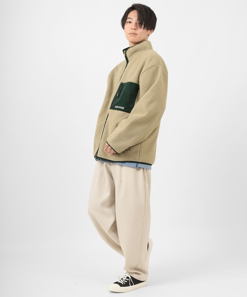 CONVERSE（コンバース）の「【CONVERSE/コンバース】シープボア ボンディング スタンドジャケット/防風（ブルゾン・メンズ・ブラック/ベージュ/オフホワイト・M/L/XL）」の19枚目の写真