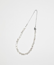 レジェンダ ランダム パール モチーフ ビーズ シルバー チェーンネックレス / LEGENDA Random pearl silver chain necklace