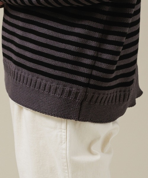 NANO universe（ナノユニバース）の「ガンジーボーダーリラックスフィット（ニット/セーター・メンズ・モカ/ブラック/チャコール・S/M/L/XL）」の8枚目の写真