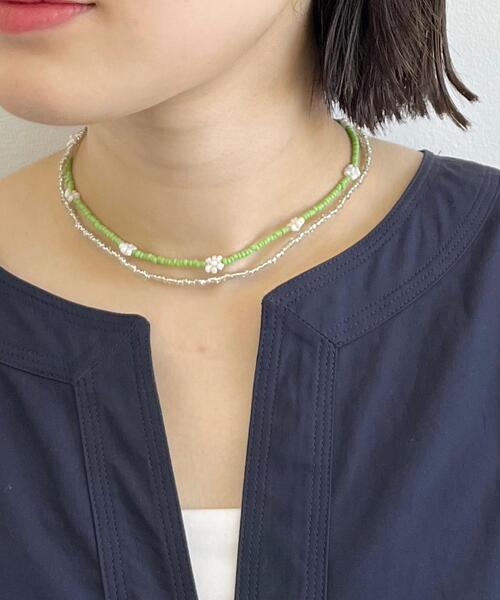 CITEN（シテン）の「＜CITEN（シテン）＞フラワー＆ビーズ 2連 ネックレス（ネックレス・レディース・シルバー/ケリー・FREE）」の21枚目の写真