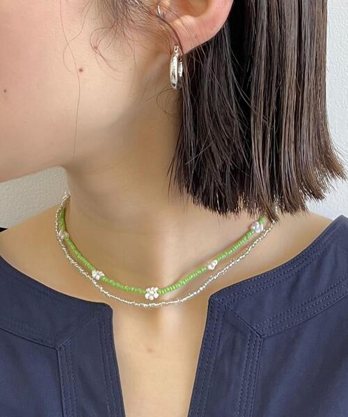 CITEN（シテン）の「＜CITEN（シテン）＞フラワー＆ビーズ 2連 ネックレス（ネックレス・レディース・シルバー/ケリー・FREE）」の22枚目の写真