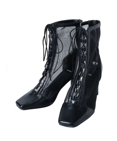 MERCURYDUO（マーキュリーデュオ）の「レースアップメッシュブーツ（その他シューズ・レディース・アイボリー/ブラック・36/38）」の7枚目の写真