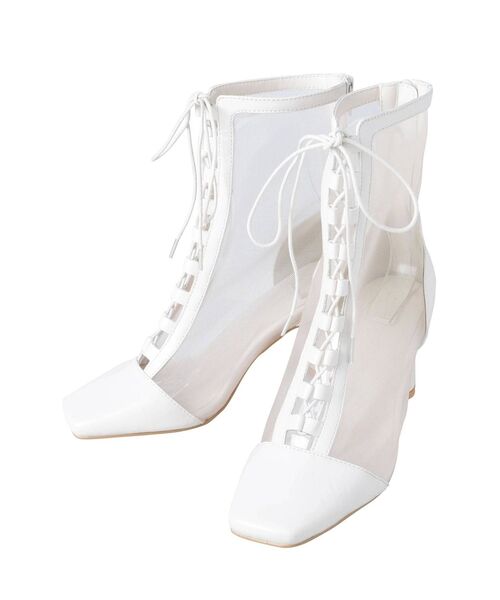 MERCURYDUO（マーキュリーデュオ）の「レースアップメッシュブーツ（その他シューズ・レディース・アイボリー/ブラック・36/38）」の12枚目の写真