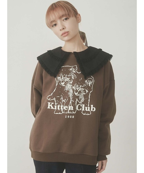 merry jenny（メリージェニー）の「KITTEN CLUBトレーナー（Tシャツ/カットソー・レディース・ブラック/ブラウン/グレー・FREE）」の3枚目の写真