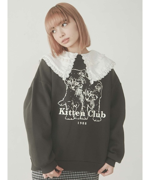 merry jenny（メリージェニー）の「KITTEN CLUBトレーナー（Tシャツ/カットソー・レディース・ブラック/ブラウン/グレー・FREE）」の5枚目の写真