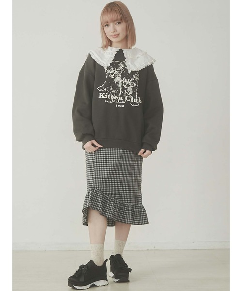 merry jenny（メリージェニー）の「KITTEN CLUBトレーナー（Tシャツ/カットソー・レディース・ブラック/ブラウン/グレー・FREE）」の13枚目の写真