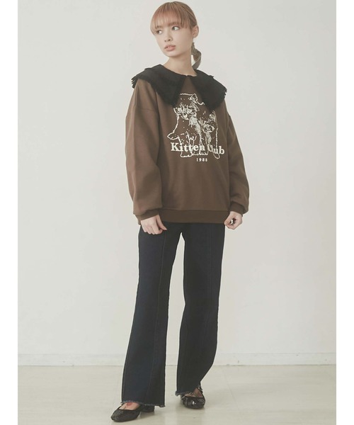 merry jenny（メリージェニー）の「KITTEN CLUBトレーナー（Tシャツ/カットソー・レディース・ブラック/ブラウン/グレー・FREE）」の14枚目の写真